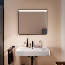 Дзеркало Hansgrohe Xarita Lite Q 80х70 см з горизонтальним LED-підсвічуванням та ІЧ-датчиком чорний матовий 54971670