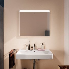 Дзеркало Hansgrohe Xarita Lite Q 80х70 см з горизонтальним LED-підсвічуванням та ІЧ-датчиком білий матовий 54971700