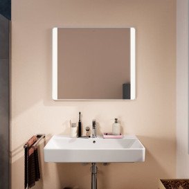Зеркало Hansgrohe Xarita Lite Q 80х70 см с боковой LED-подсветкой и ИК-датчиком белый матовый 54976700