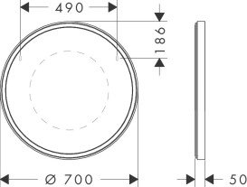Дзеркало Hansgrohe Xarita S ⌀70 см з LED-підсвічуванням та ІЧ-датчиком білий матовий 54991700