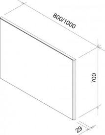 Зеркало настенное Ravak Ring 800 прямоугольное серое X000000776