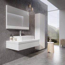 Зеркало настенное с полочкой Ravak Formy 800 МДФ прямоугольное белый глянец X000001044