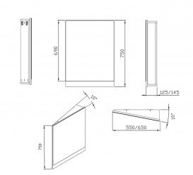 Зеркало настенное угловое Ravak 10° 550 R правостороннее темный орех X000001075