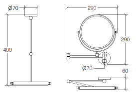 Зеркало настольное Lineabeta Mevedo с 3 х-кратным увеличением хром 55852.29