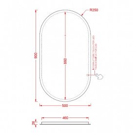 Зеркало в ванную комнату Artceram Arco 50х90 см с подсветкой ACS012