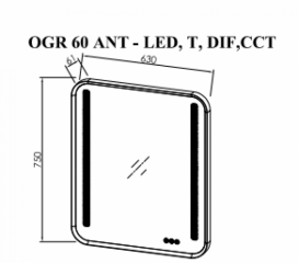 Зеркало в ванную комнату Kolpa San Ramona OGR 60-LED 630х750  мм с подсветкой 547740