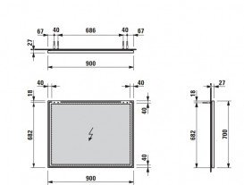 Дзеркало у ванній кімнаті Laufen Frame 25 90х70 см з алюмінієвою рамою H4474059001441