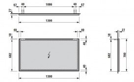 Зеркало в ванную комнату Laufen Frame 25 130х70 см с алюминиевой рамой H4474089001441