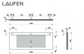 Зеркало в ванную комнату Laufen Leelo 180 см с LED-подсветкой и естественным светом 3 сенсорных выключателя H4477039501441