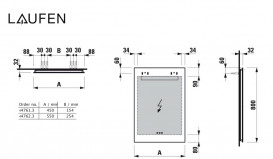 Дзеркало у ванній кімнаті Laufen Leelo 55 см з LED-підсвічуванням та природним світлом 3 сенсорних вимикача H4476239501441