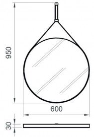 Дзеркало у ванну кімнату Ponsi Tondo Ø60 рама чорна екошкіра BESPEPTOND0060