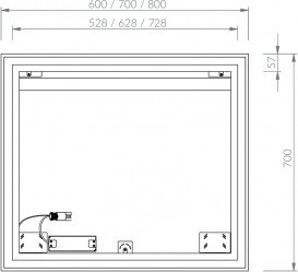 Дзеркало у ванній кімнаті Ravak Oblong 80х70 см з LED-підсвіткою X000001564