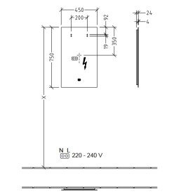 Зеркало в ванную комнату Villeroy & Boch More to See Lite 45х75 см с подсветкой A4594500