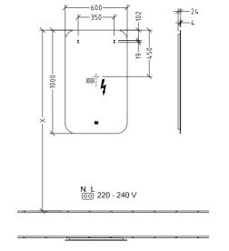 Зеркало в ванную комнату Villeroy & Boch More to See Lite 60х100 см с подсветкой A4611000