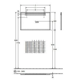 Дзеркало у ванну кімнату Villeroy & Boch More To See One 130х60 см з підсвічуванням A430A200