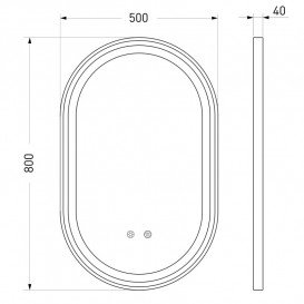 Дзеркало у ванну кімнату Volle 50х80 см з підсвічуванням диммером і підігрівом чорний 16-42-500B