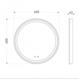 Зеркало в ванную комнату Volle 60 см с подсветкой диммером и подогревом 16-21-600