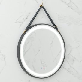 Зеркало в ванную комнату Volle 60 см с подсветкой диммером и подогревом черный 16-25-600B