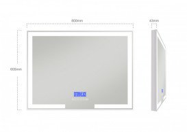 Зеркало в ванную комнату Volle 80х60 см подсветка/подогрев/bluetooth/часы 16-14-800