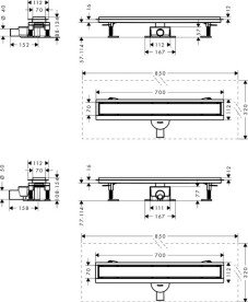Желоб водосточный Hansgrohe RainDrain Go 700 мм матовый черный 56272670