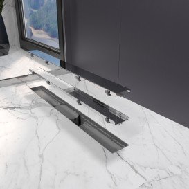 Жолоб водостічний Koller Pool Aqua 70 см з решіткою Duo під плитку ABS-пластик/нержавіюча сталь AQLD0700