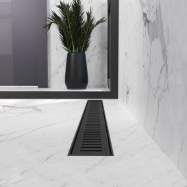 Жолоб водостічний Koller Pool Aqua 80 см з гратами Line ABS-пластик/нержавіюча сталь чорний AQLMB0800