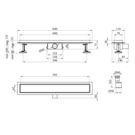 Желоб водосточный Kroner KRP Eifel-F60Fliese с решеткой 600 мм нержавеющая сталь CV034172
