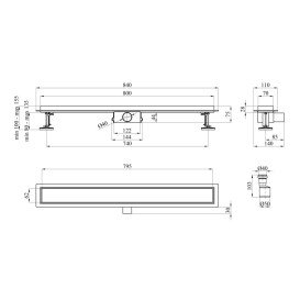 Желоб водосточный Kroner KRP Eifel-F80Fliese с решеткой 800 мм нержавеющая сталь CV034174