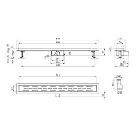 Жолоб водостічний Kroner KRP Eifel-L80Linien з решіткою 800 мм нержавіюча сталь CV034170