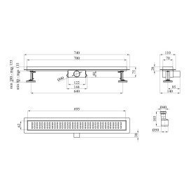 Желоб водосточный Kroner KRP Eifel-W70Welle с решеткой 700 мм нержавеющая сталь CV034163