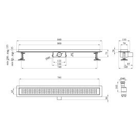 Желоб водосточный Kroner KRP Eifel-W80Welle с решеткой 800 мм нержавеющая сталь CV034164