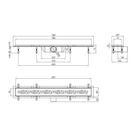 Жолоб водостічний Kroner KRP Harz M70Muster з решіткою 700 мм нержавіюча сталь CV029586