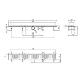 Желоб водосточный Kroner KRP Harz S70Sektion с решеткой 700 мм нержавеющая сталь CV029580