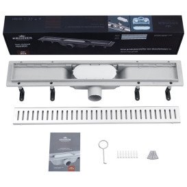 Жолоб водостічний Kroner KRP Harz S80Sektion з решіткою 800 мм нержавіюча сталь CV029581