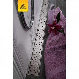 Жолоб водостічний МСН 350 мм з вертикальним фланцем і матовою гратами Краплі CH 350 DN 3