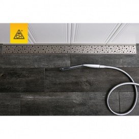 Жолоб водостічний МСН 350 мм з вертикальним фланцем і матовою гратами Краплі CH 350 DN 3