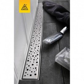 Желоб водосточный МСН 450 мм с вертикальным фланцем и матовой решеткой Квадраты CH 450 SN 3