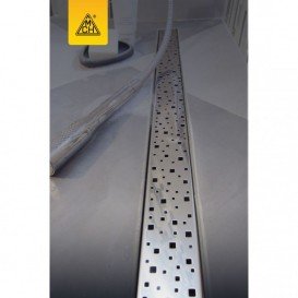 Желоб водосточный МСН 650 мм с горизонтальным фланцем и полированной решеткой Квадраты CH 650 S