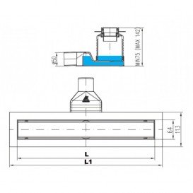 Жолоб водостічний МСН 750 мм з горизонтальним фланцем і матовою гратами Гармонія CH N 750 H 1