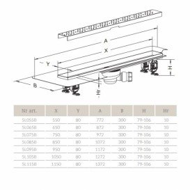 Жолоб водостічний Radaway 1150 мм нержавіюча сталь 5L115B