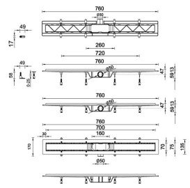 Жолоб водостічний Styron з решіткою Basic 700 мм нержавіюча сталь STY-B-70