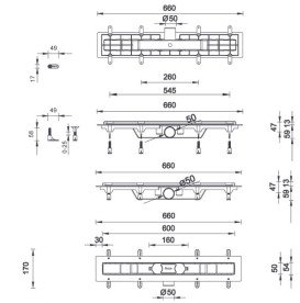Жолоб водостічний Styron із решіткою Chain 600 мм нержавіюча сталь STY-Ch-60