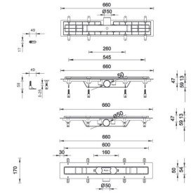 Жолоб водостічний Styron з решіткою Domino 600 мм нержавіюча сталь STY-Do-60