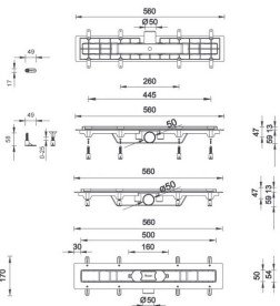 Желоб водосточный Styron с решеткой Harmony 500 мм нержавеющая сталь черный STY-H-50-FF