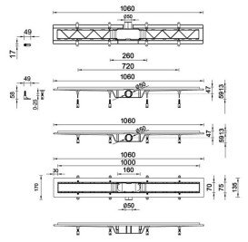Жолоб водостічний Styron з решіткою Medium 1000 мм нержавіюча сталь STY-M-100