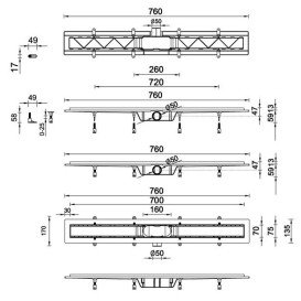 Жолоб водостічний Styron із решіткою Medium 700 мм нержавіюча сталь чорний STY-M-70-FF