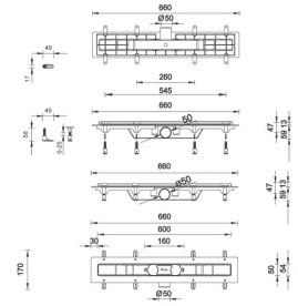 Жолоб водостічний Styron з гратами Medium 600 мм нержавіюча сталь STY-Me-60