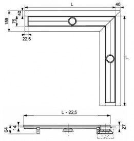 Жолоб водостічний TECE TECEdrainline кутовий з гідроізоляцією Seal System 900х900 мм нержавіюча сталь 610900