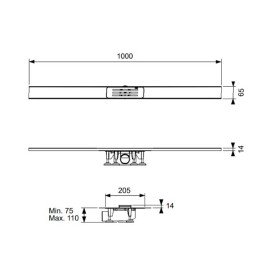 Желоб водосточный TECE TECElineo 1000 мм нержавеющая сталь матовая 15301100