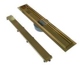 Желоб водосточный VBI Fort 2 в 1 с решеткой 100 см нержавеющая сталь золото VBI-060110GL